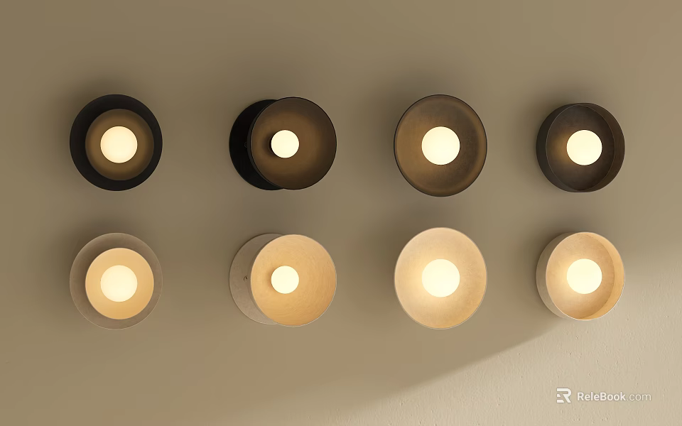 Modern Minimalist Wall Sconces With Multiple Round Shape Dark And Light Tones Warm Glow 3d model
