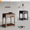 Poliform New Chinese Style Side Table Solid Wood Side Table Bedside Table Chandelier Book Ornaments Bowl 3d model