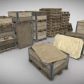 Organized Durable Wooden Crates And Pallets Stacked For Household Supplies Storage