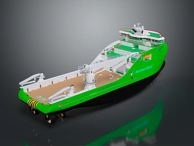 Green NorthSea King Ship With Modern Deck White Equipment And Sleek Design 3d model