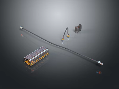 Industrial Equipment Components Including Long Hose Striped Box And Connectors 3d model
