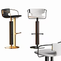 Modern Design Bar Stools With Leather Seats And Gold Dark Metal Frames