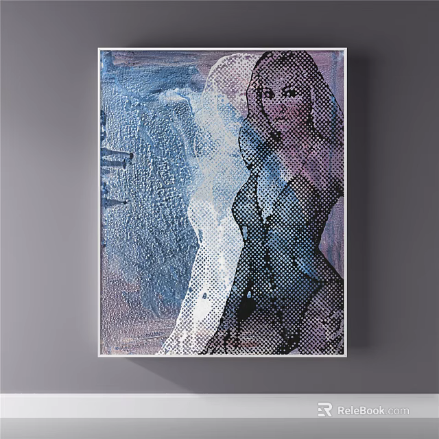 Artistic Female Portrait Painting With Blue Tones Textured Brushstrokes And Abstract Details 3d model 