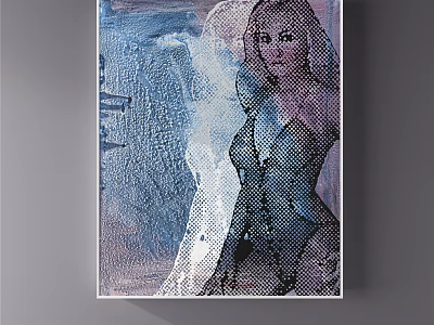 Artistic Female Portrait Painting With Blue Tones Textured Brushstrokes And Abstract Details 3d model