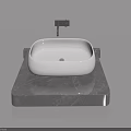 White Square Bathroom Sink On Black Marble Countertop With Silver Faucet