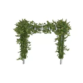 Green Vine Covered Garden Pergola With Arch Structure And Lush Foliage