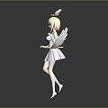 Angelic Game Movie Character with White Wings Halo and White Dress