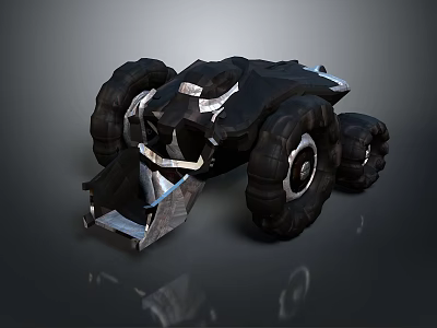 Sturdy Black Utility Vehicle Showcasing Large Tires And Heavy-Duty Mechanical Design 3d model