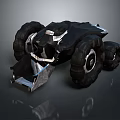 Sturdy Black Utility Vehicle Showcasing Large Tires And Heavy-Duty Mechanical Design