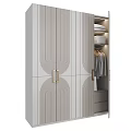 Elegant Modern Wardrobe With Curved Line Doors Gold Handles And Internal Storage