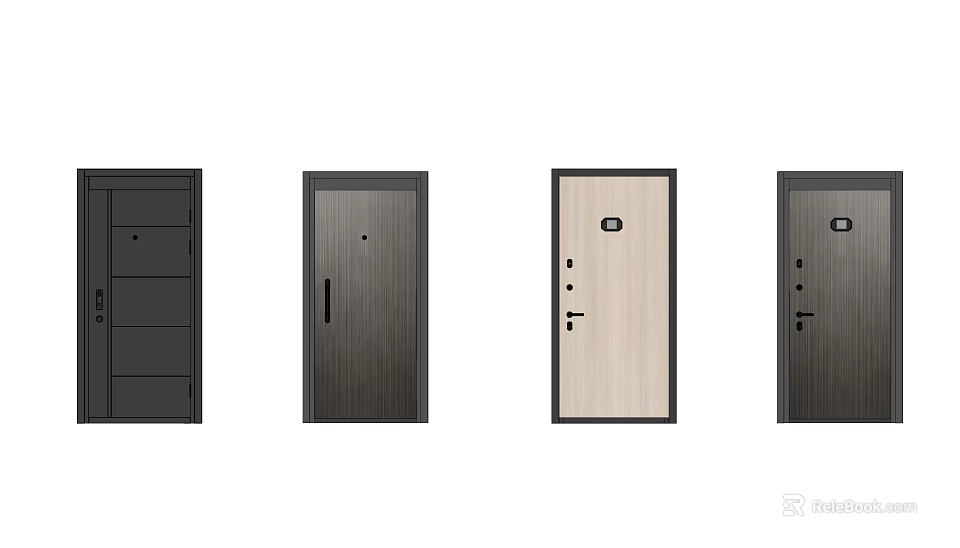 Modern Swing Door Designs With Different Material Finishes And Handle Options 3d model