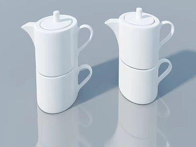 Tea Set Tea Cup Cup Saucer Stainless Steel Pot Chicken Wing Rack 3d model