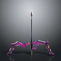Purple Mechanical Structure With Long Rod Spiked Top And Mechanical Leg Support Base