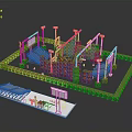 Architectural Exhibition Space Design With Metal Frame Booths Columns And Platforms