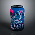 Vibrant Blue Canned Craft Beverage Featuring Octopus Tentacle Artwork And ABV 4.5%