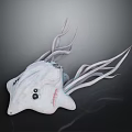 Fascinating Marine Animal With White Body Multiple Tentacles Black Eyes And Red Details
