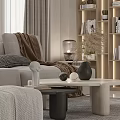 Modern Dining and Living Room Interior With Marble Floor Sofa Coffee Table And Dining Chairs