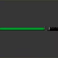 Glowing Green Lightsaber with Brown Hilt and Metal Accents on Gray Background with Reflection