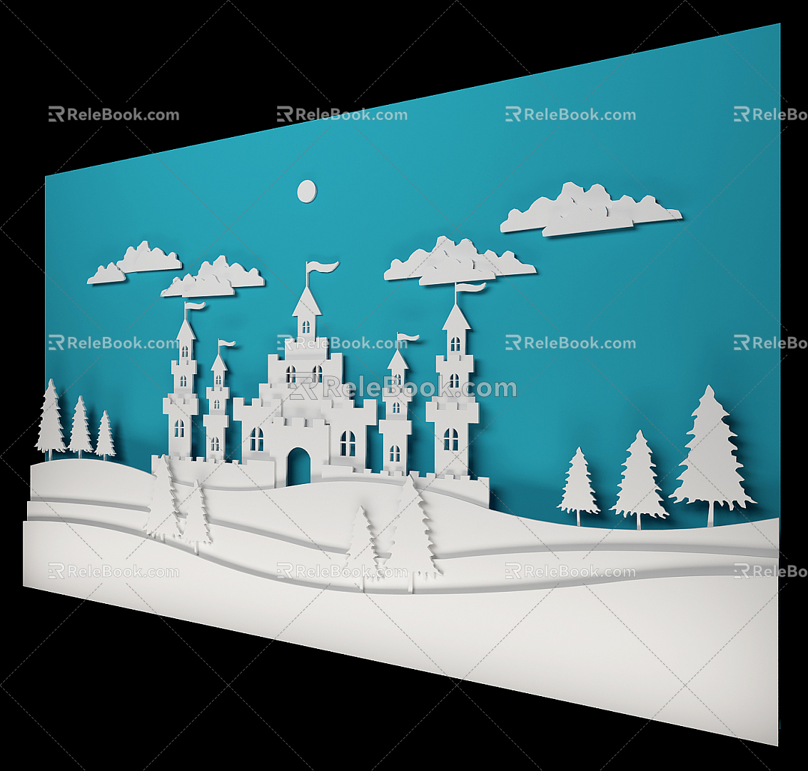 Modern wall castle cardboard decoration 3d model