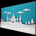 Modern wall castle cardboard decoration 3d model