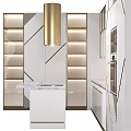 Modern Kitchen Design With White Cabinets Gold Accents And Marble Island