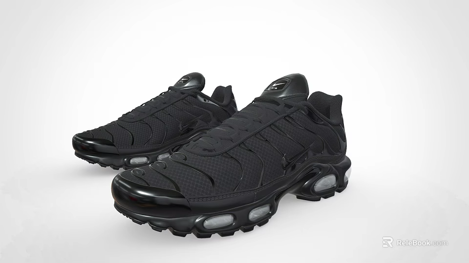 Modern Black Athletic Shoes With Mesh Upper And Cushioned Supportive Outsole 3d model 