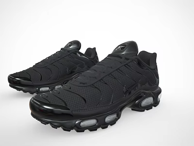 Modern Black Athletic Shoes With Mesh Upper And Cushioned Supportive Outsole 3d model