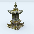 Traditional Stone Pagoda Style Floor Lamp With Weathered Texture And Multi Layer Design