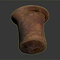 Rustic Stone Wood Decorative Piece With Cylindrical Shape Textured Surface And Orange Red Hue