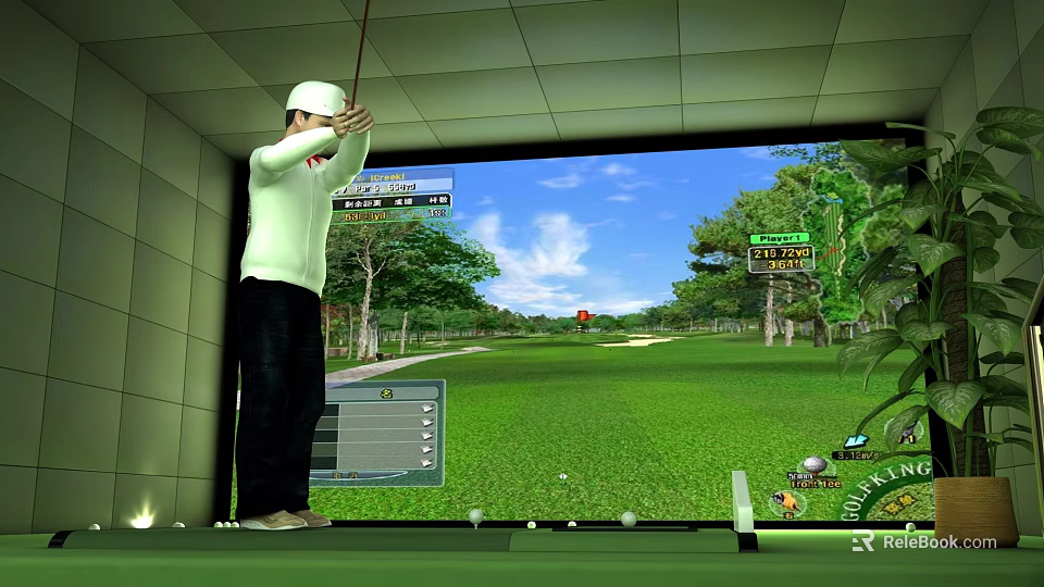 Indoor Golf Simulator Fitness Training With Virtual Course Swing Practice For Sports Exercise 3d model 