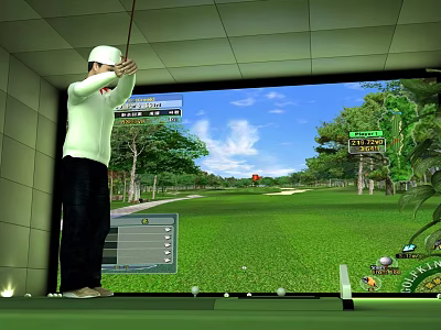 Indoor Golf Simulator Fitness Training With Virtual Course Swing Practice For Sports Exercise 3d model