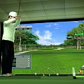 Indoor Golf Simulator Fitness Training With Virtual Course Swing Practice For Sports Exercise