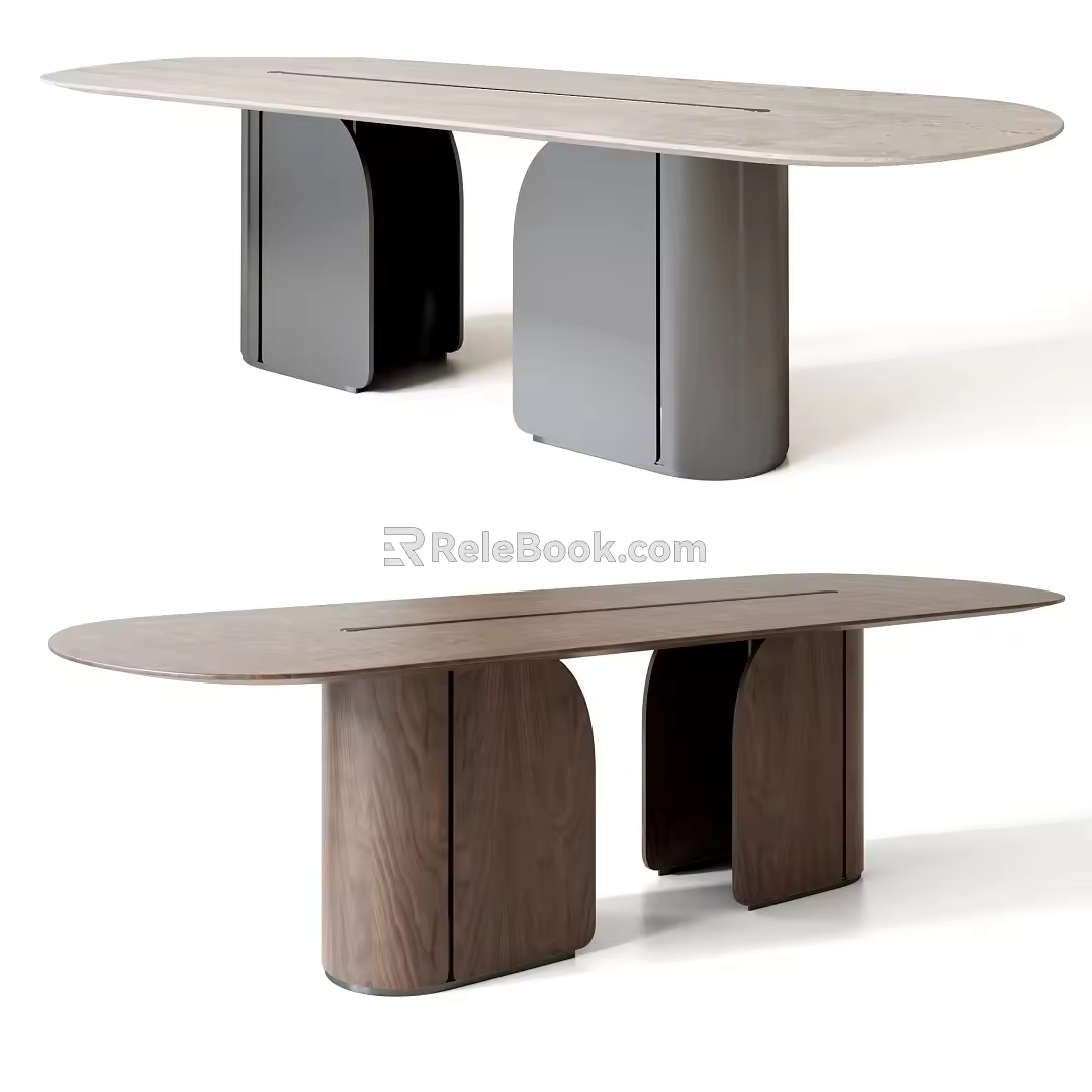 DUNA New Chinese Dining Table Long Dining Table Special-shaped Dining Table Rock Board Dining Table Oval Dining Table Solid Wood Dining Table 3d model