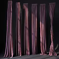 Burgundy Draped Curtains With Sunlight Streaming Through Soft Light Shadow Effects 3d model