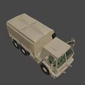 Khaki Colored Six Wheeled Military Utility Vehicle With Sturdy Design And Open Door Cargo Bed