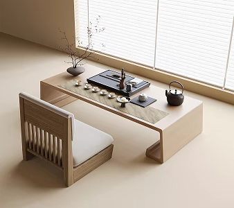 Modern Balcony Tea Table and Chair Small Tea Table Tea Set Ornaments 3d model