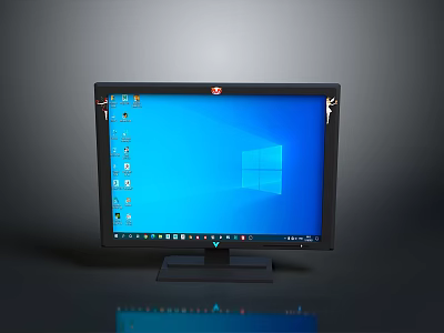 LG Computer Monitor Showing Windows Desktop With Icons And Taskbar 3d model