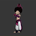 Cartoon Style Character With Purple Pink Pigtails White Pants Purple Top Standing Pose Pink Accents