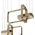 Modern Brass Geometric Chandelier With Interlocking Rectangular Frames And Hanging Design 3d model