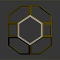 Modern Golden Geometric Sphere Frame Structure With Polygonal Design Elements