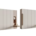 Modern Minimalist Wardrobe With Sliding Doors And Wooden Storage Shelves Design