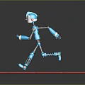 Blue Robot Character Running On Pink Platform Tiles In 3D Design 3d model
