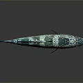 Shiny Reflective Blue Green Spotted Fish With Decorative Look On Dark Surface