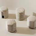 Modern Light Gray Stools With Line Patterns And Different Shapes Design 3d model