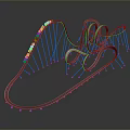 Modern Roller Coaster Structure With Curved Tracks And Blue Metal Elements 3d model