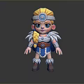 3D Cartoon Man With Blonde Braided Hair Blue Circular Headband And Feather Decorated Outfit