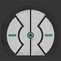 Modern Round Furniture With Gray Frame White Panel Black Lines And Blue Accents