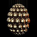 Golden Spherical Chandelier Composed of Multiple Small Spheres with Metallic Luster