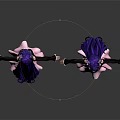Two Anime Cat Eared Girls With Long Purple Hair Black Top Pink Skirt Holding Hands