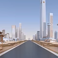 Wide Municipal Road In Urban Area With Skyscrapers Traditional Architecture And Symmetrical Landscaping